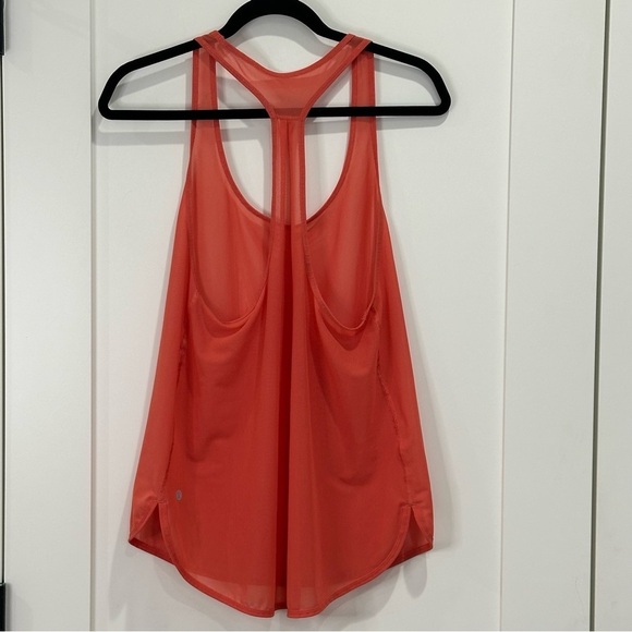 Lululemon 105 Singlet Mesh Tank Top Racerback Poppy Coral Red Size 8 Yoga Sporty - Picture 3 of 10